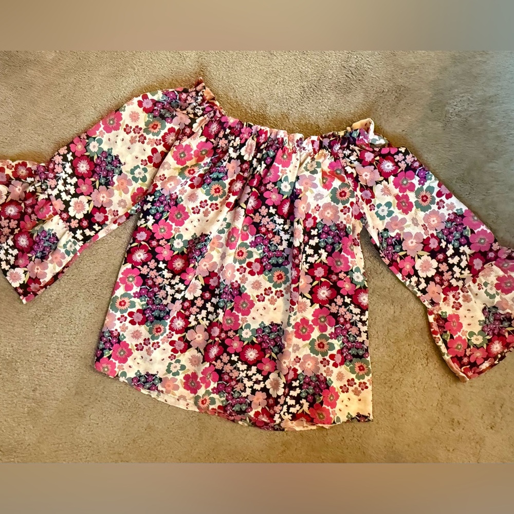 Floral Print Off-Shoulder Blouse M/L